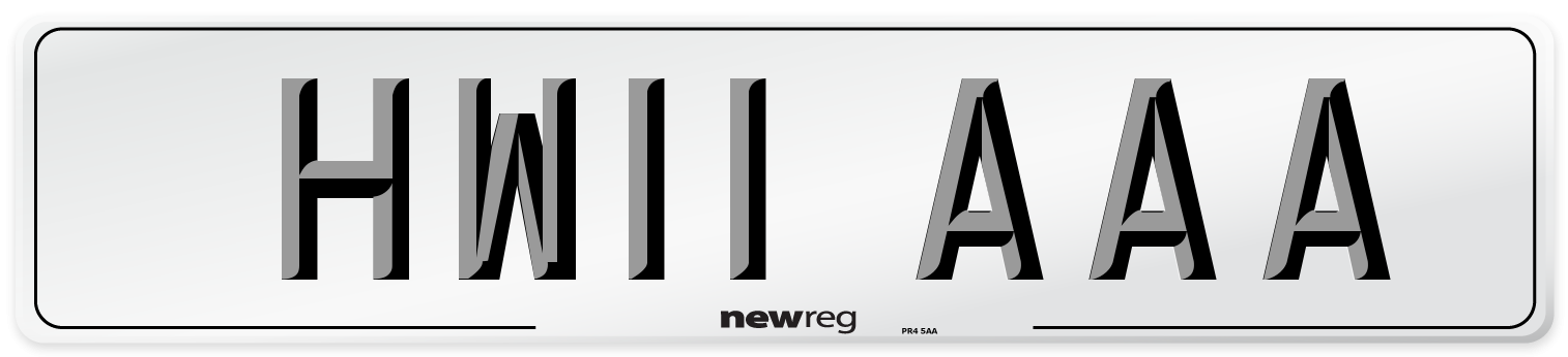 HW11 AAA Number Plate from New Reg